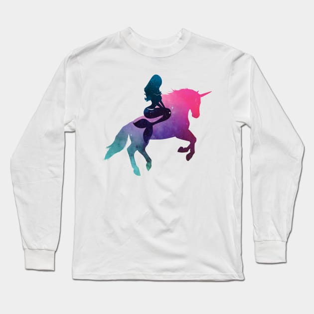 Mermaid Riding Unicorn Long Sleeve T-Shirt by VBleshka